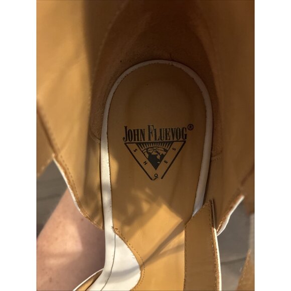 john fluevog Authentic White Leather Modern Living Slant Ankle Strap Heel 9 - Picture 8 of 12